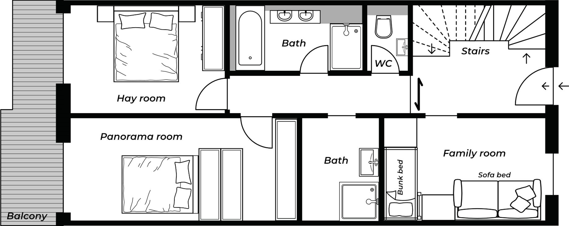 Lower floor of the maisonette apartment: